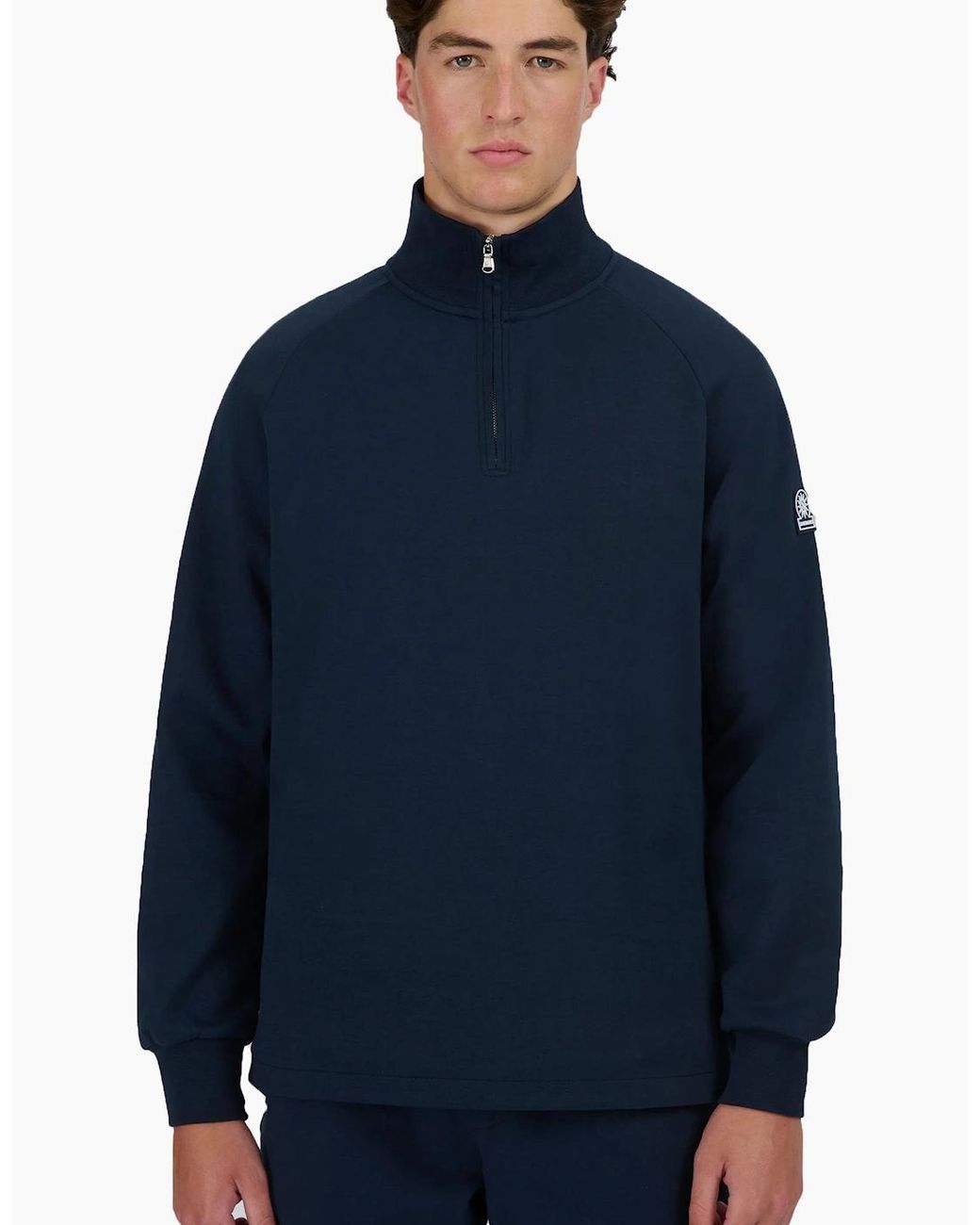 Sandbanks Blue Interlock Quarter Zip for men