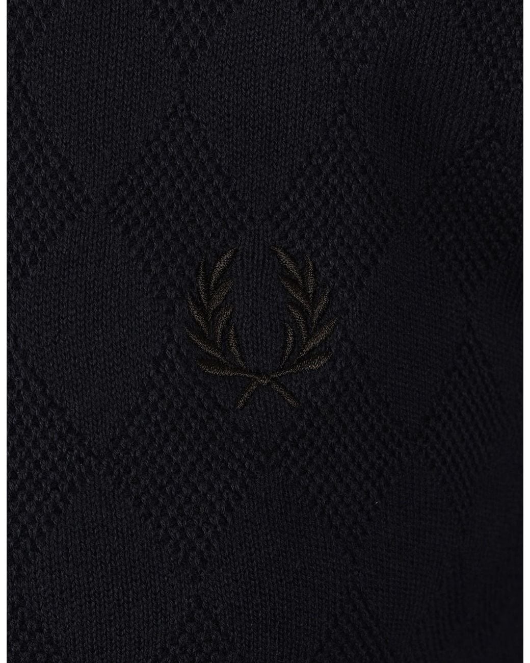 Fred Perry Black Pointelle Knitted Shirt for men