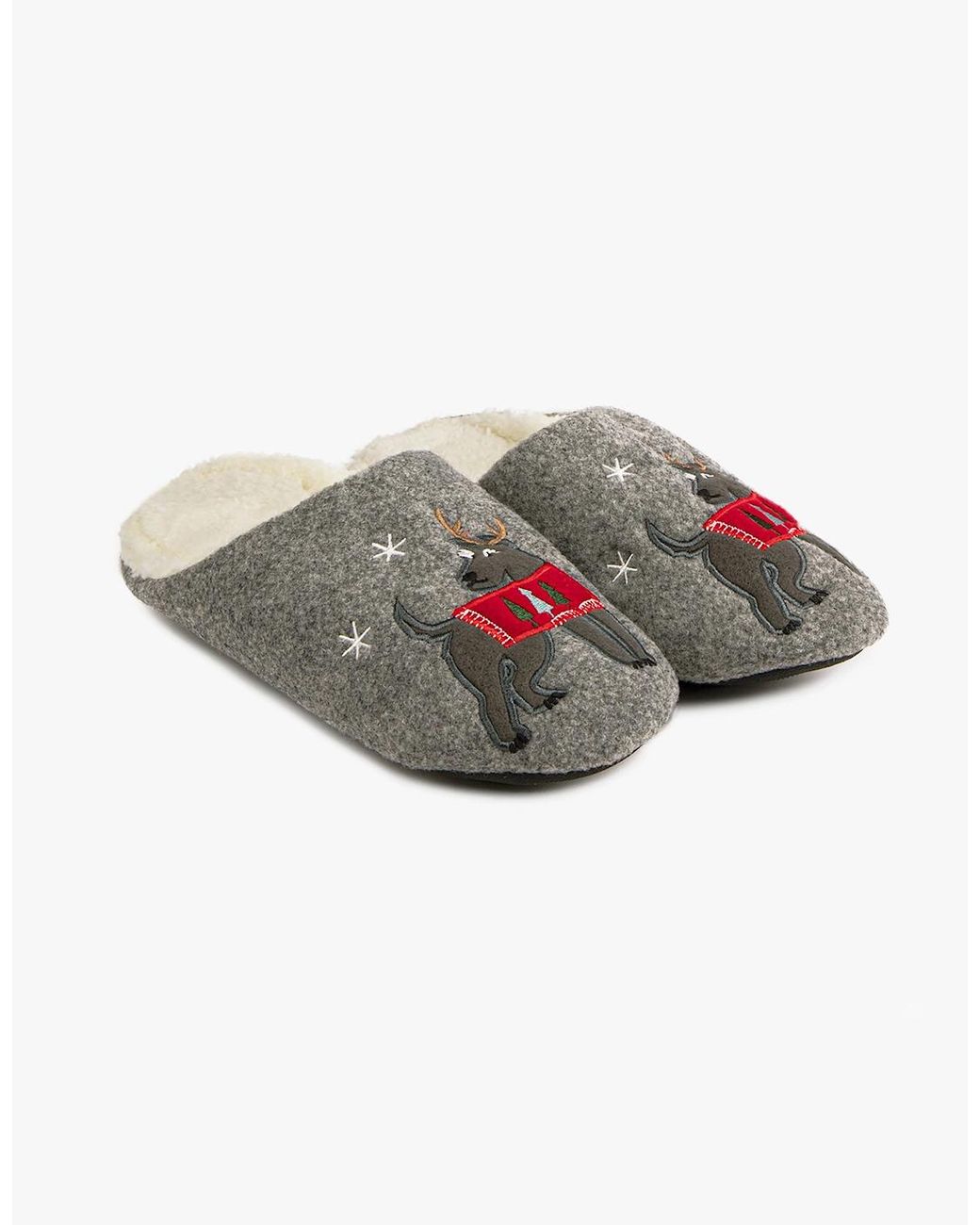 Totes Gray Isotoner Novelty Dog Mule Slippers for men