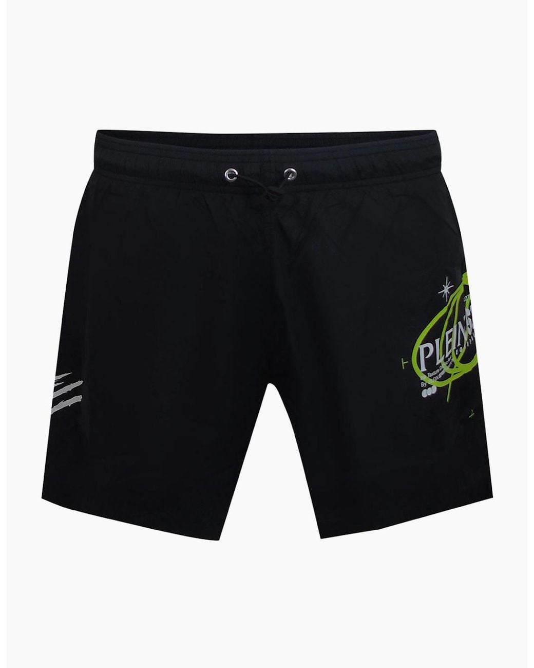 Philipp Plein Black Plein Sport Geo Logo Swim Shorts for men