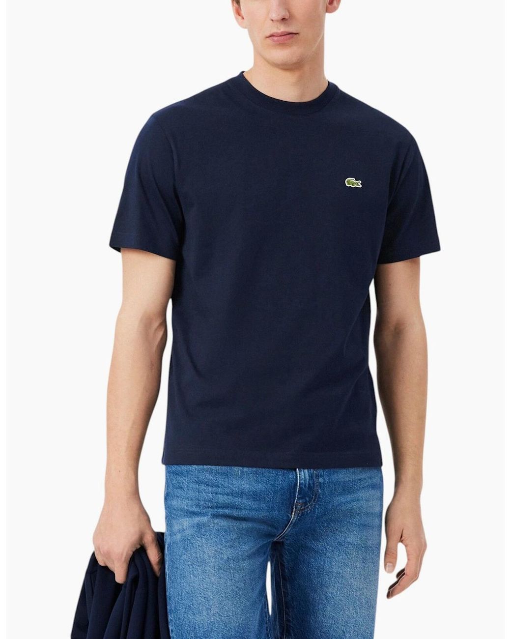 Lacoste Blue T Shirt Th7318 Classic Fit Crew Neck Short Sleeve Summer Tee for men