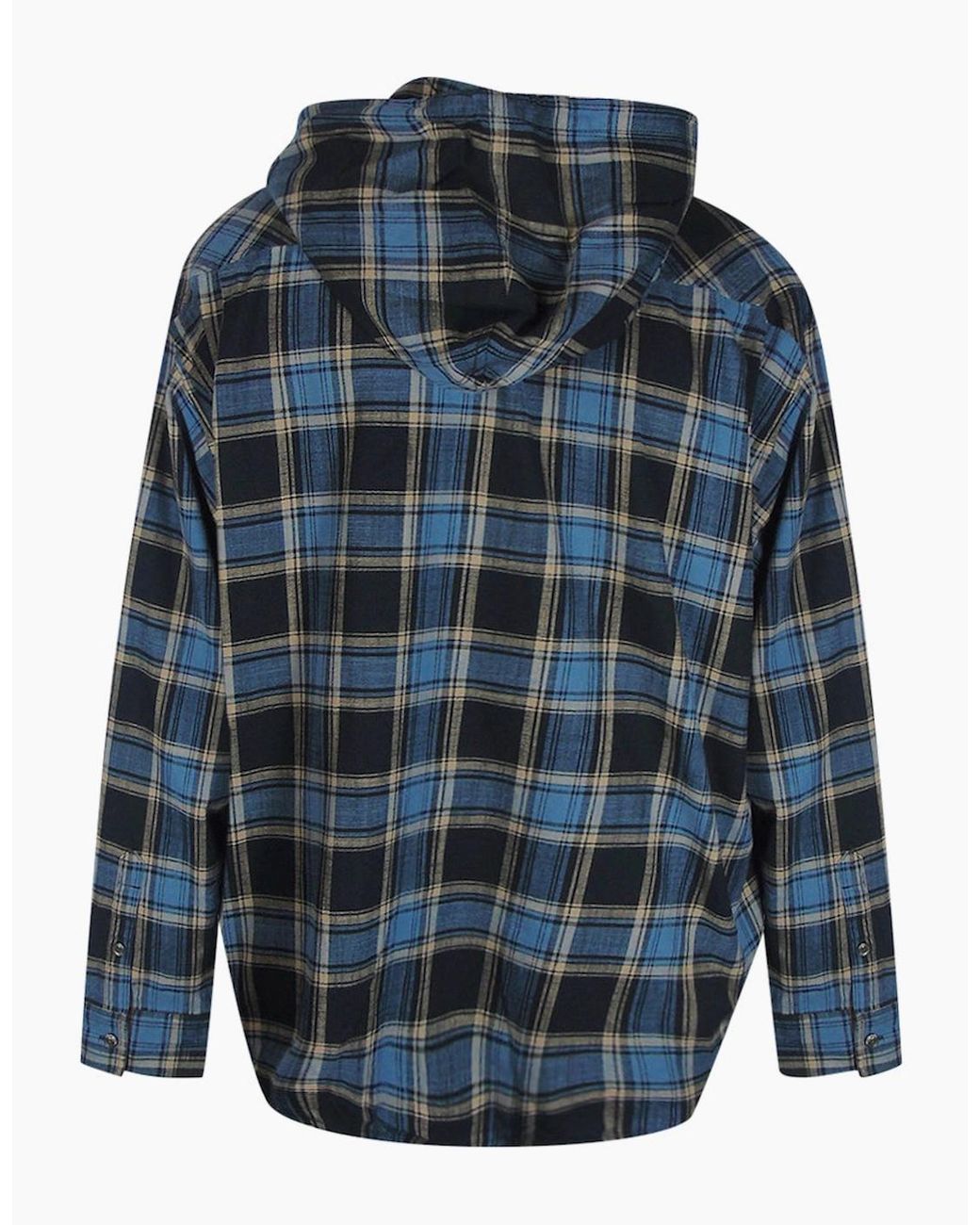 DIESEL Blue Checkered Hooded Shirt for men