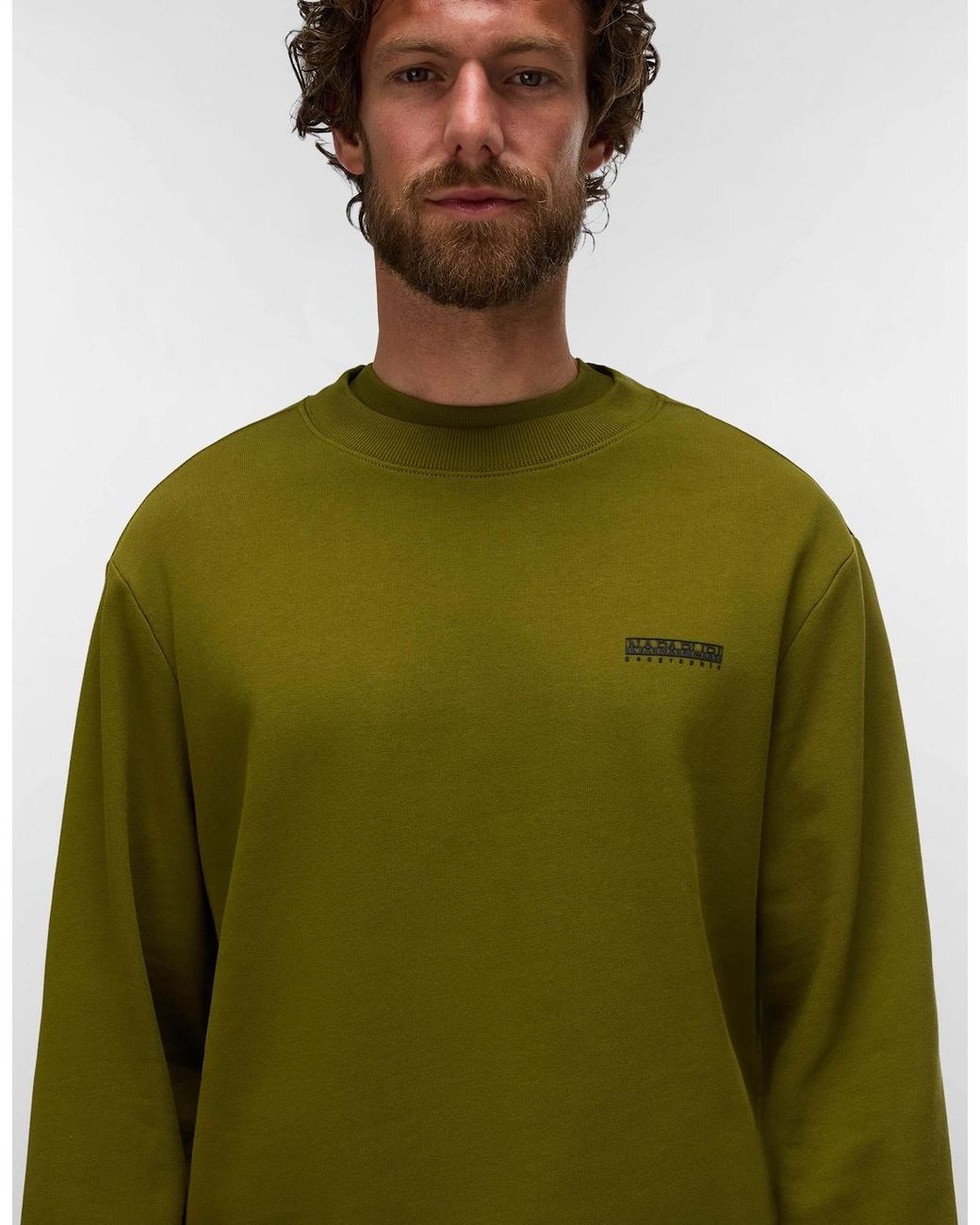 Napapijri Green Small Box Crew Neck Sweatshirt for men