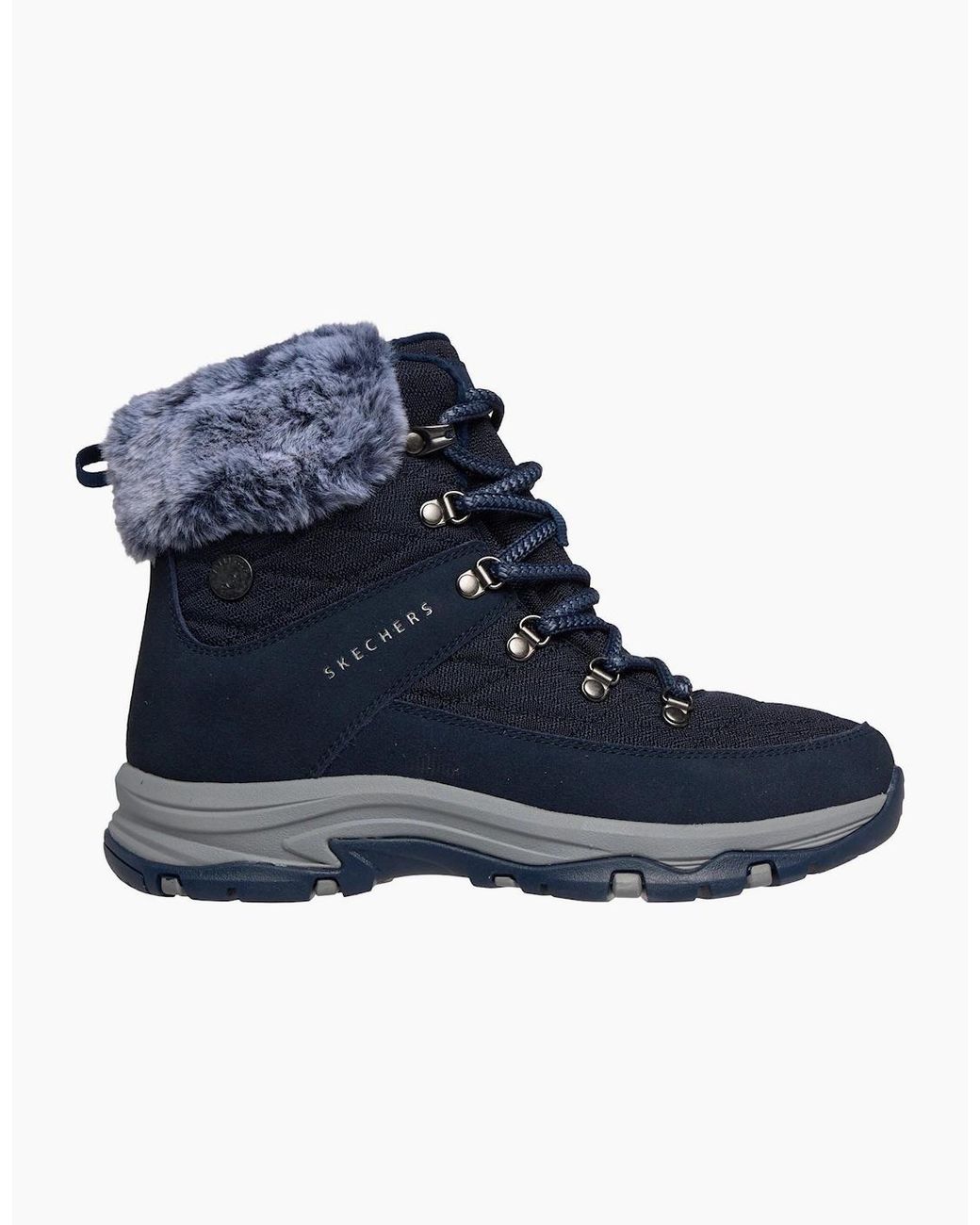 Skechers Blue Trego Stormie Frost Leather Winter Ankle Boots