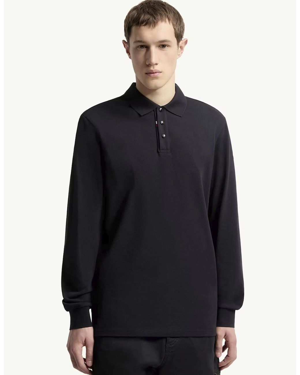 Moncler Blue Cotton Striped Polo Shirt for men