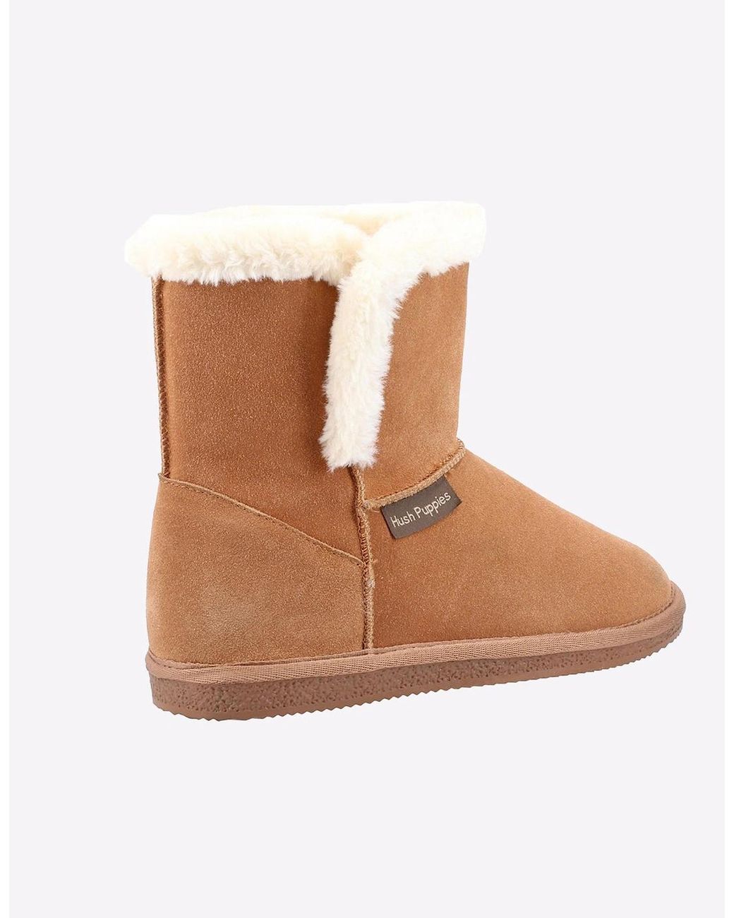 Hush Puppies Brown Ashleigh Memory Foam Slipper Boots Tan