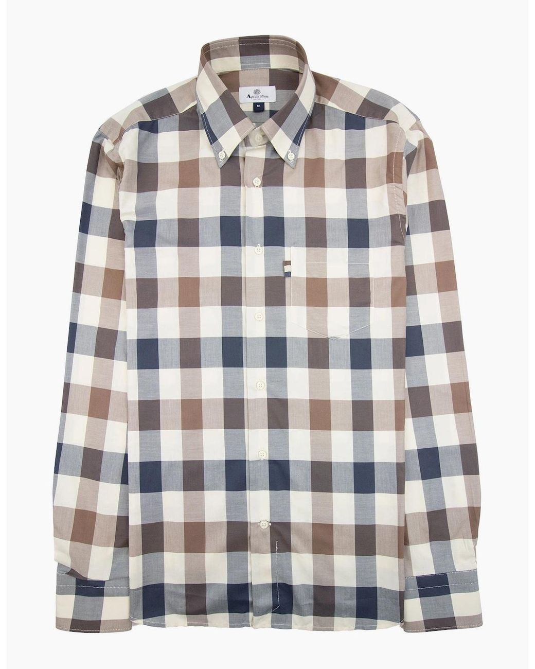 Aquascutum White Active Macro Check Shirt Macro Check 30 for men