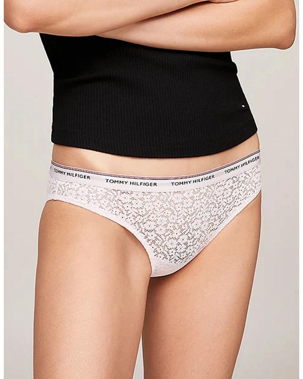 Tommy Hilfiger White Bikini Lace 3 Pack Briefs//Light