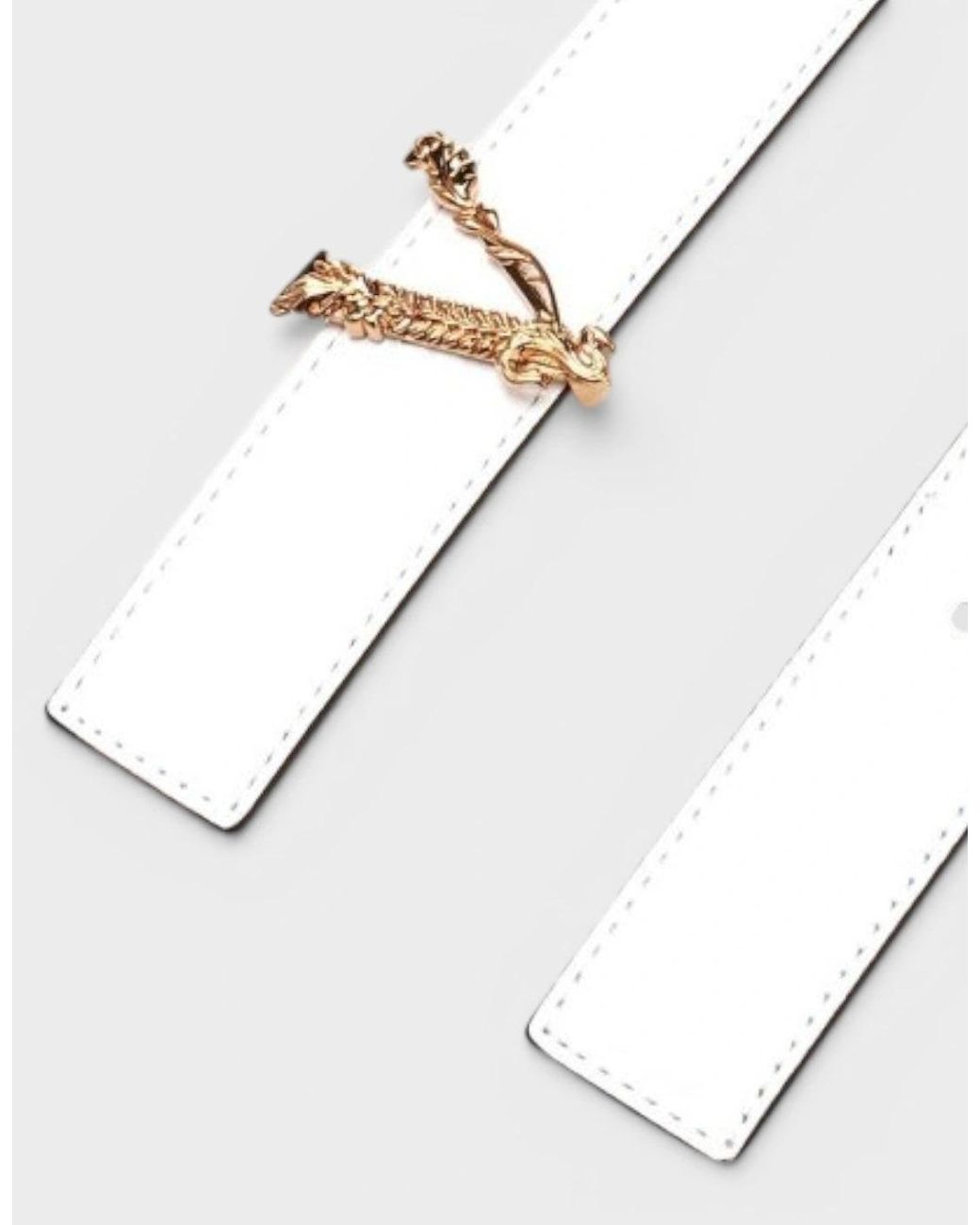Versace White Virtus Belt Calf Leather