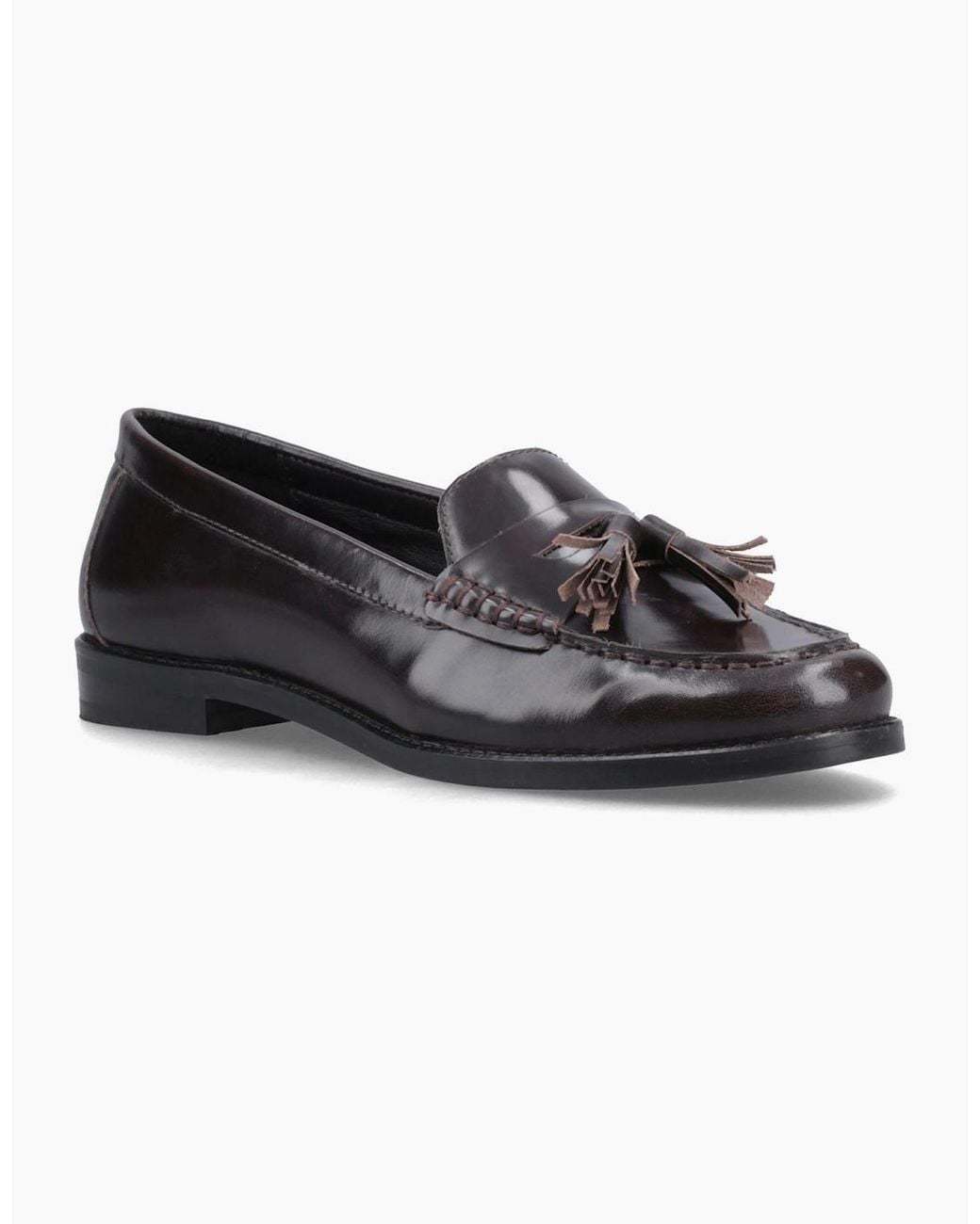 Hush Puppies Black Connie Leather Aubergine Loafers