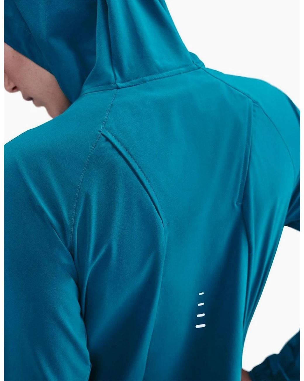 Nike Blue Solid Patterned Front Pocket Storm Flap Rain Coat