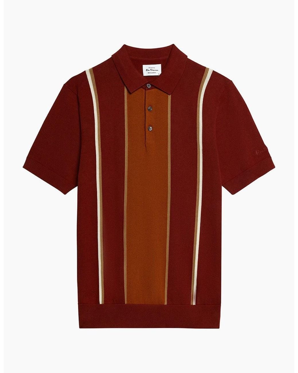Ben Sherman Red Mod Stripe Short Sleeve Polo Shirt for men