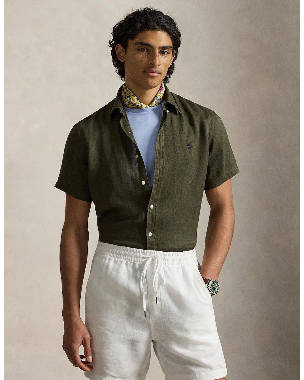 Armadillo Ralph Polo Ralph Lauren Ss Linen Shirt 503 Armadillo in Green for Men | Lyst UK
