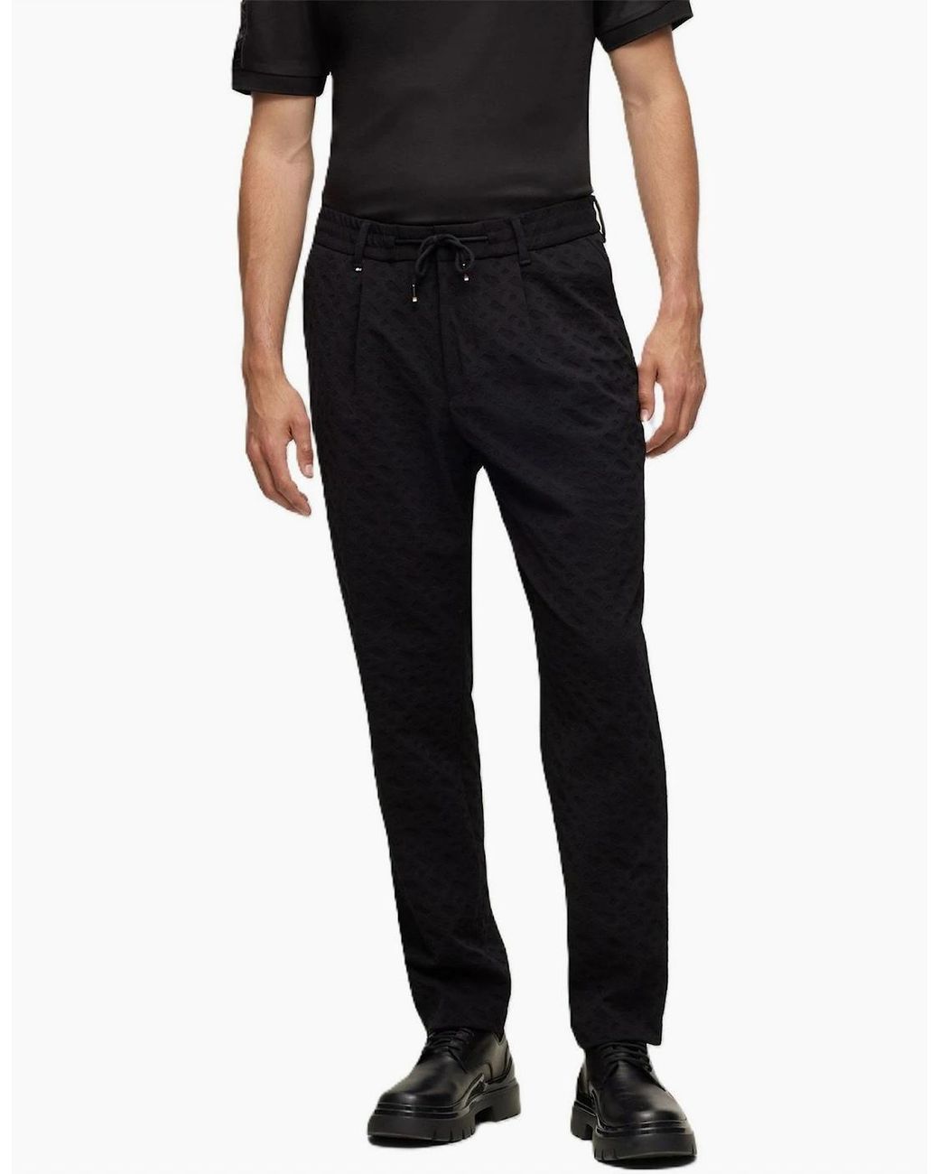 Boss Black Perin Slim All Over Logo Patterned Chinos for men