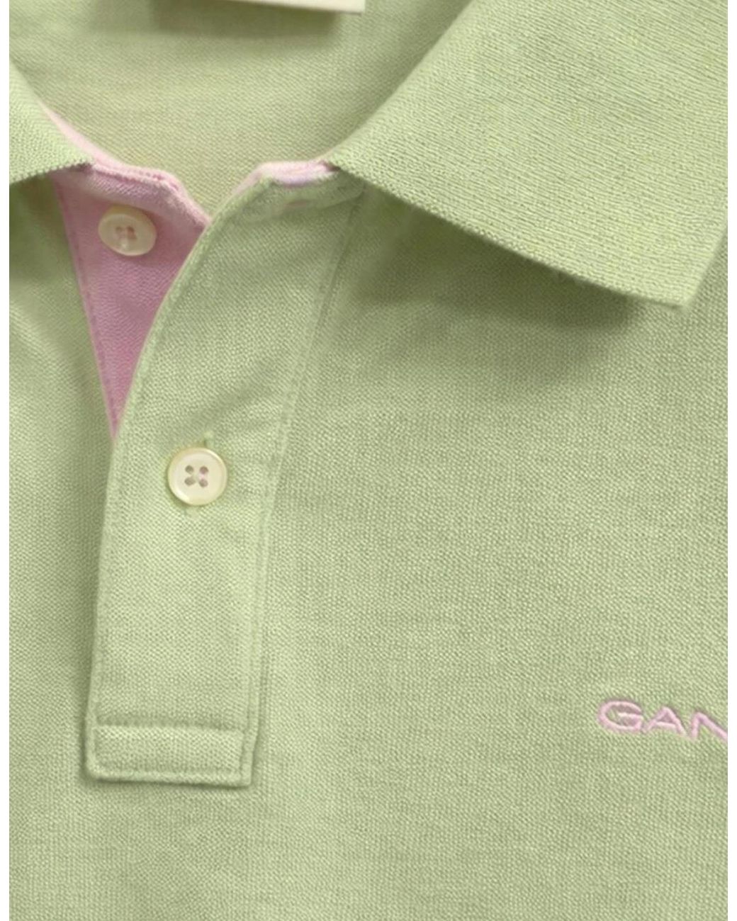 Gant Green Polo Shirt Contrast Short Sleeve Summer Polo Cotton for men