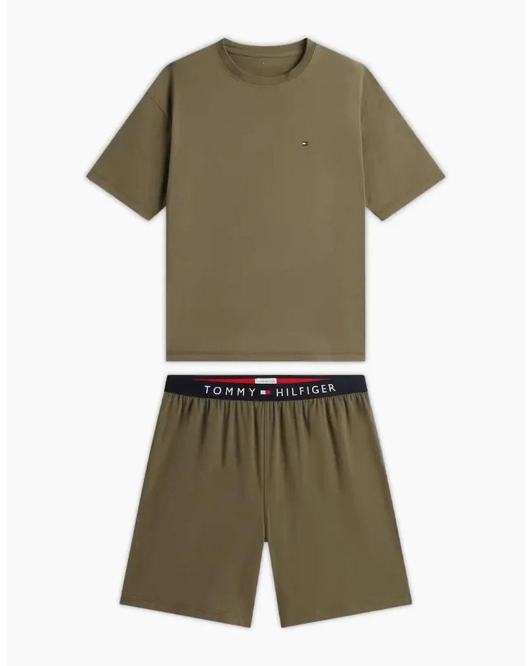 Tommy Hilfiger Green Th Original Jersey T-Shirt & Shorts Pyjama Set, Utility for men
