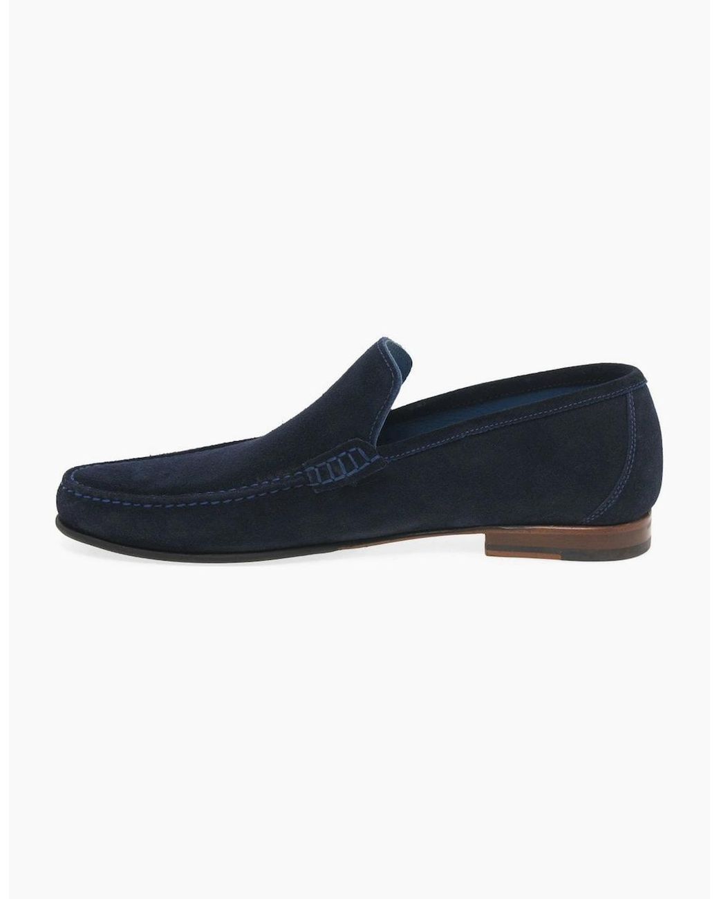Loake Blue Nicholson Suede Moccasin Shoes for men