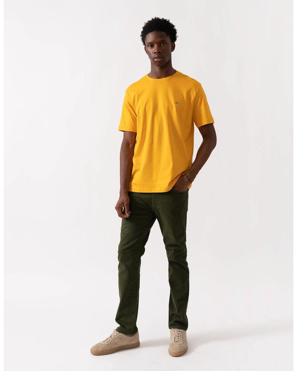 Gant Yellow Regular Fit Short Sleeve Shield Logo T-Shirt for men