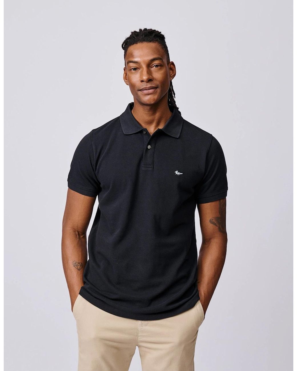 aubi Black Oliver Pique Polo for men