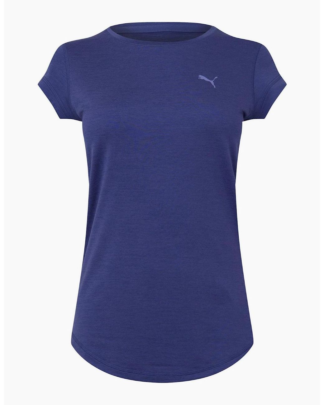 PUMA Blue Cloudspun Heather Short Sleeve Performance Gym Top