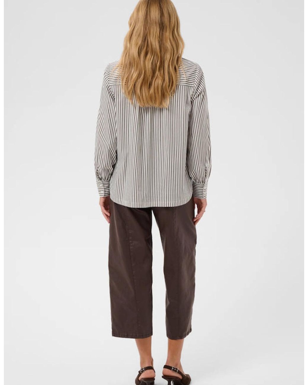 Cream Gray Mira Striped Shirt