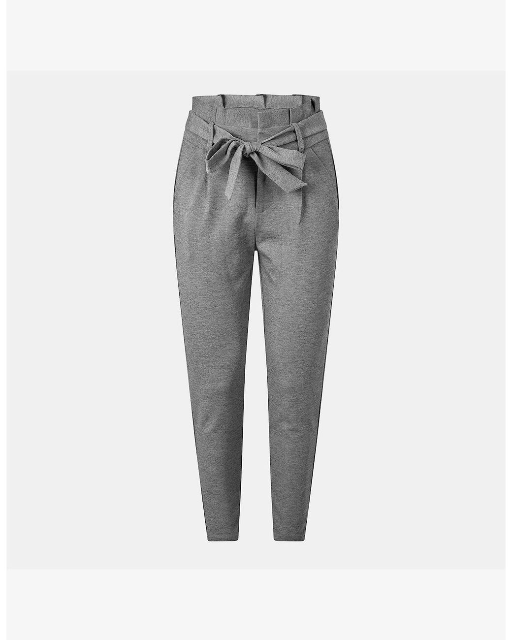 Vero Moda Gray Eva Regular Fit Straight Trousers
