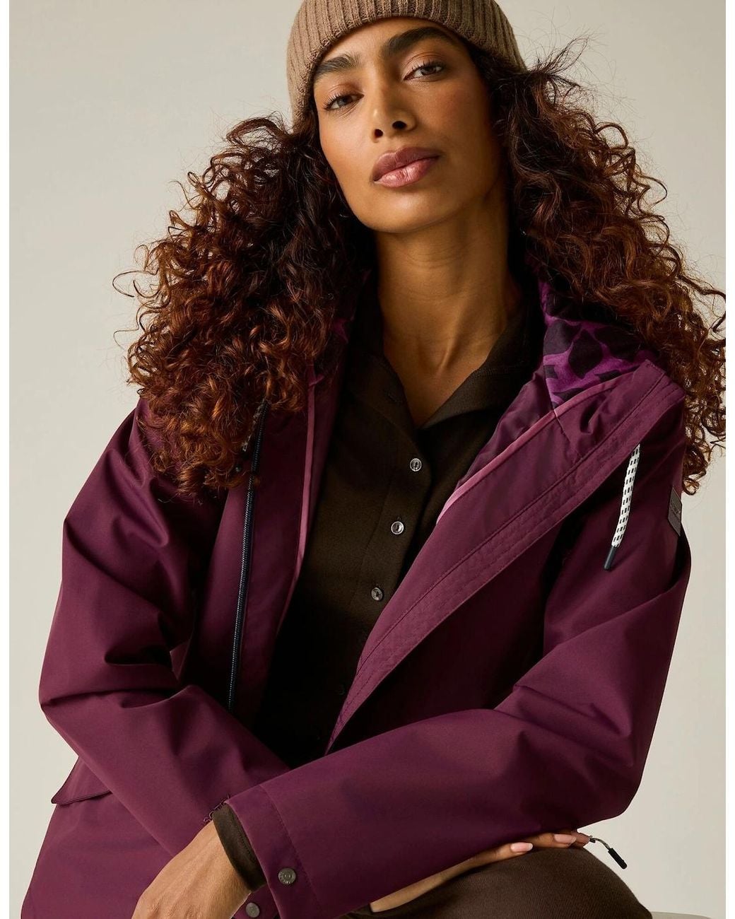 Regatta Purple Ladies Bayletta Grid Distress Waterproof Jacket
