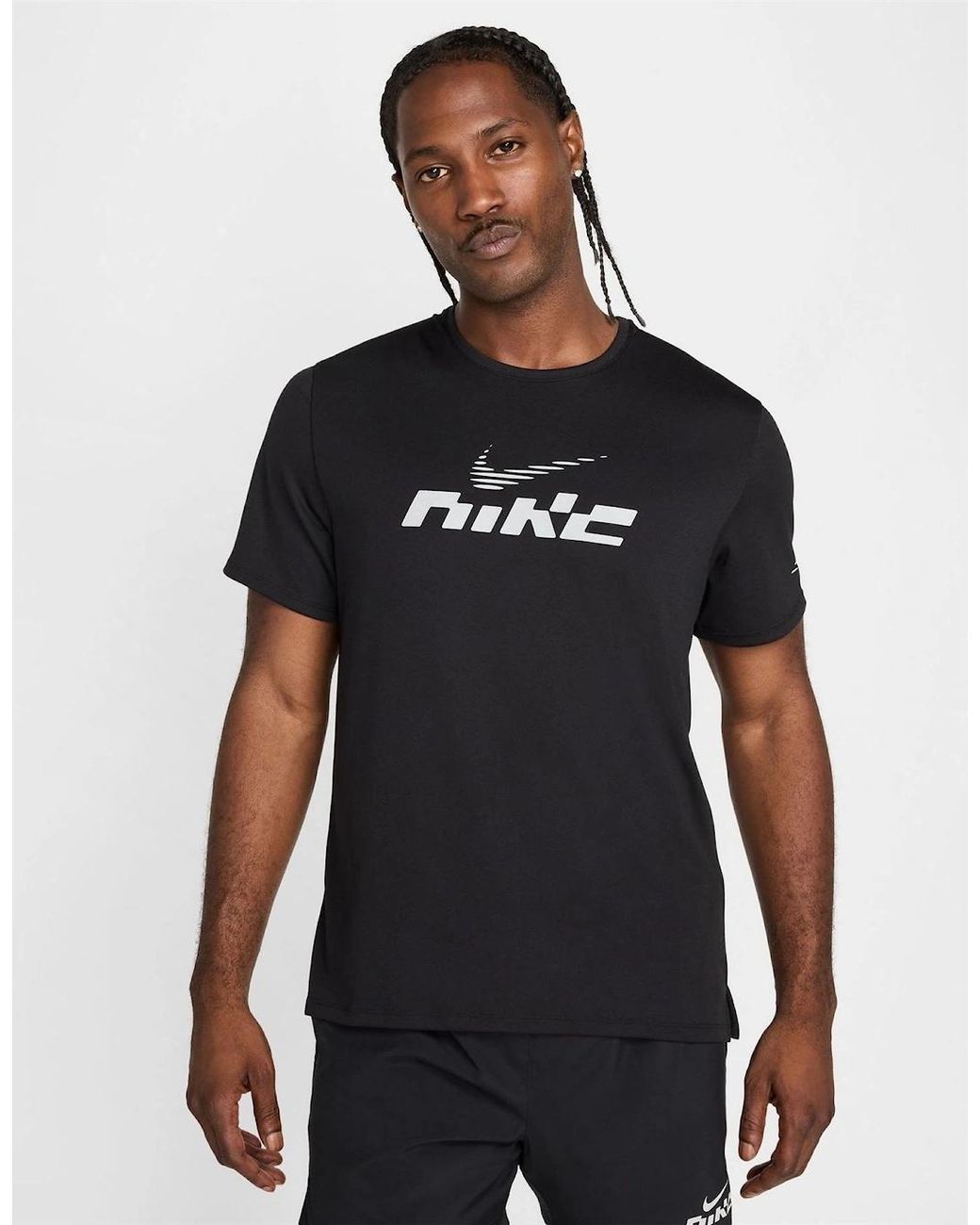 Nike Black Miler Flash Dri-Fit Short-Sleeve Running Top for men