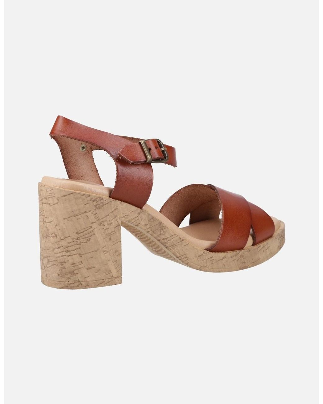 Hush Puppies Pink Georgia Cork Leather Tan Sandals