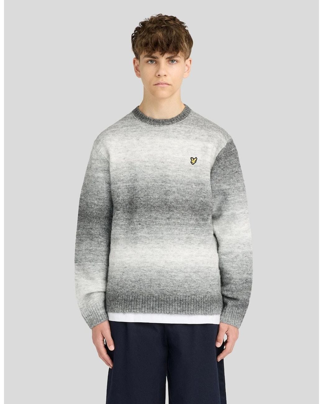 Lyle & Scott Gray Ombre Crew Neck Jumper for men