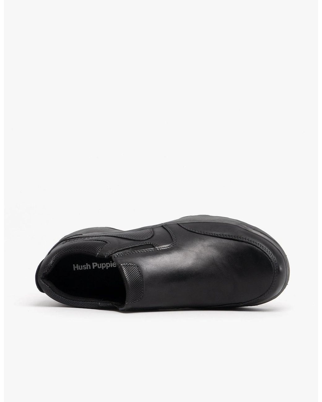 Hush Puppies Black Jasper Leather Slip On Shoes for men