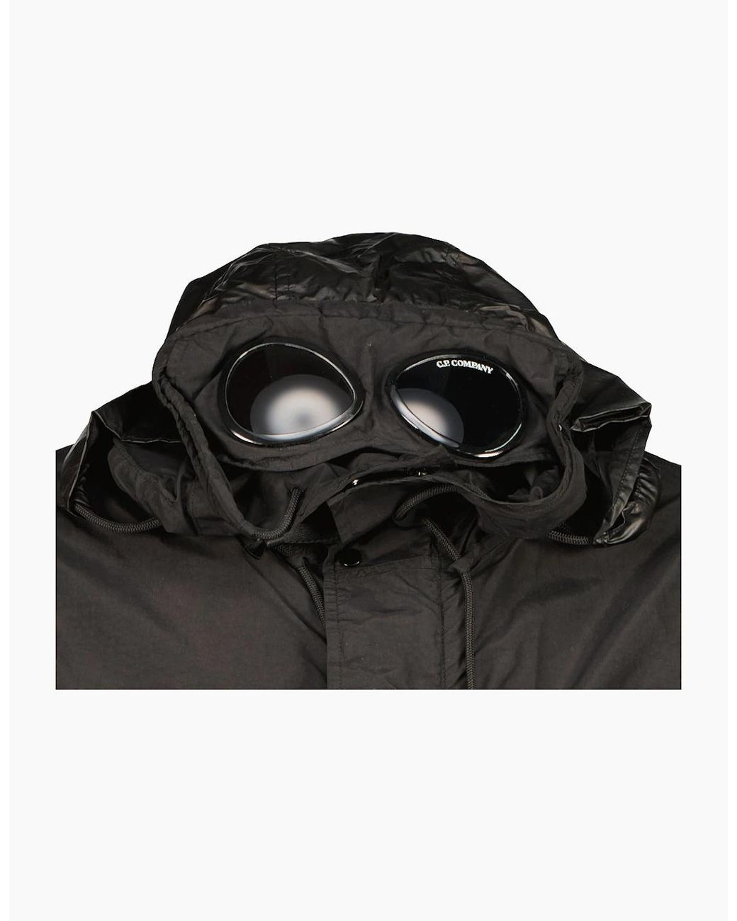 C P Company Black Flatt Nylon Goggle Parka for men