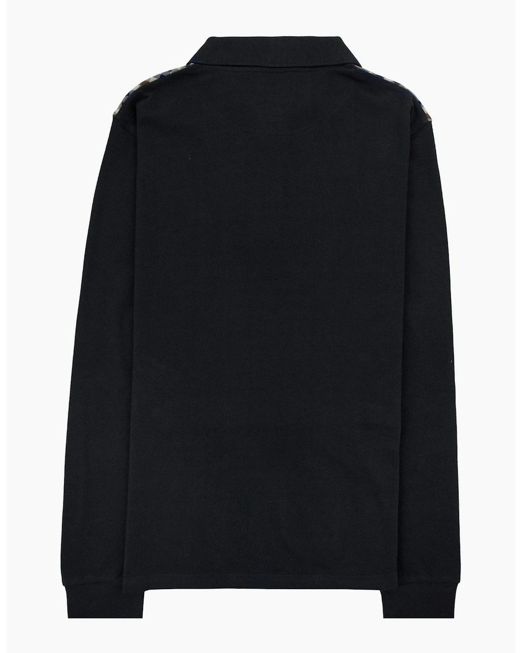 Aquascutum Black Stripes Piquet L/S Polo 16 for men