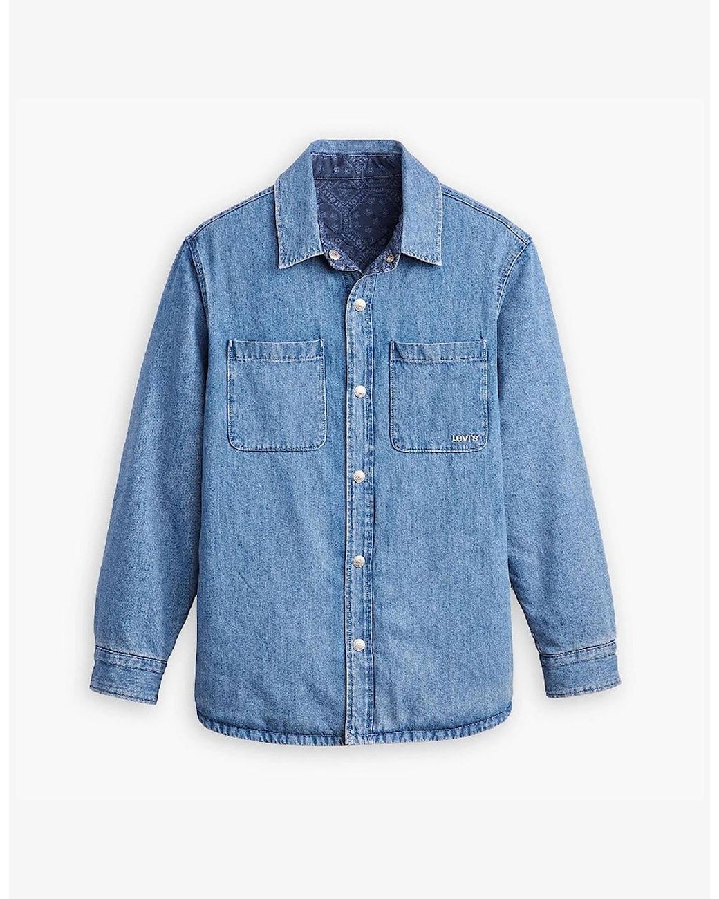 Levi's Blue Levi's Bryant Snap Button Solid Patterned Overshirt for men