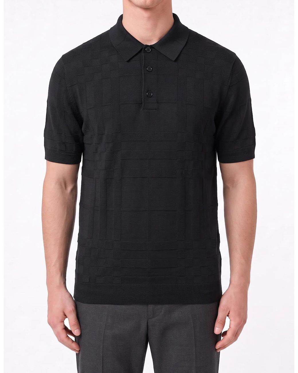 Burberry Black 'Kieran' Knit Polo-Shirt for men
