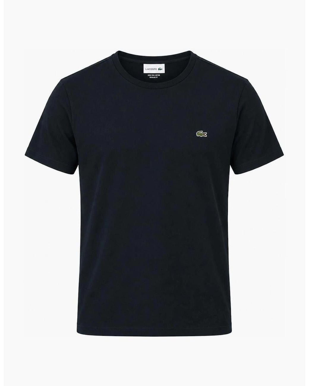 Lacoste Black Cotton Pima Crew Neck T-Shirt Dark for men
