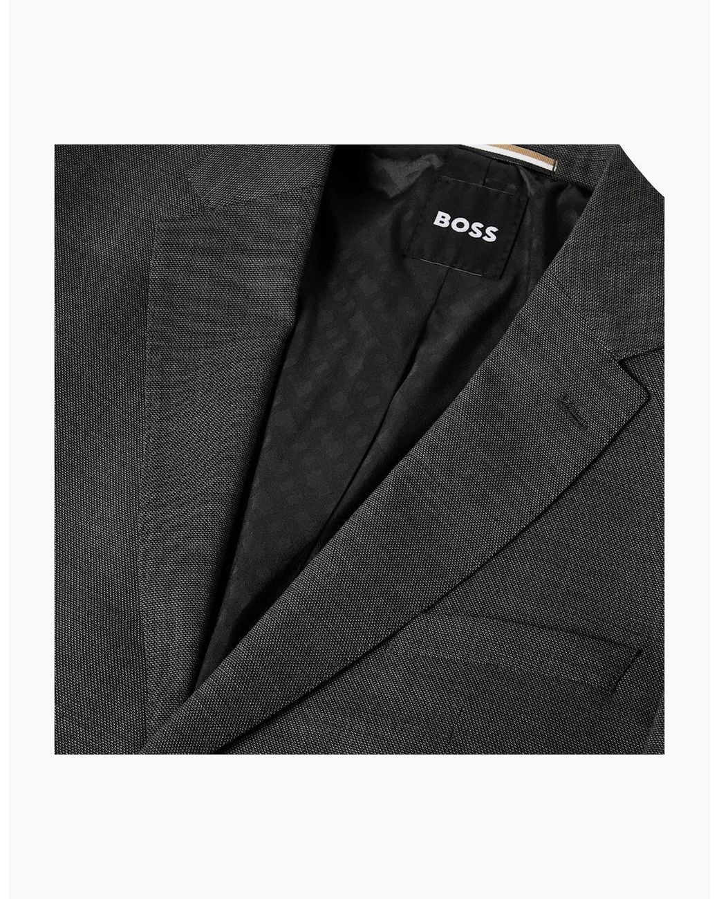 Boss Black Jasper Solid Patterned Suit Jacket With Flap Pocket for men