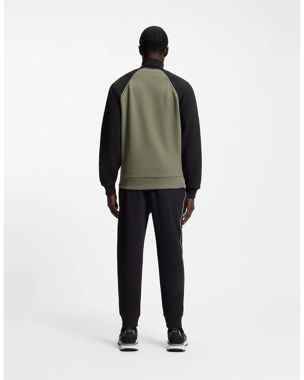 Boss Green Mock Neck Raglan Sleeve Athletic Sweatshirt for men