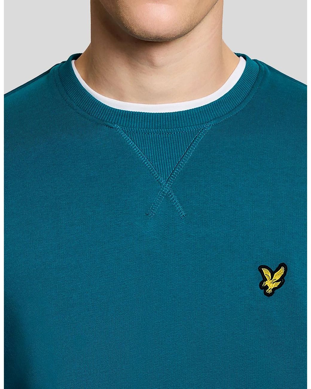 Lyle & Scott Blue Cotton Crew Neck Sweatshirt for men