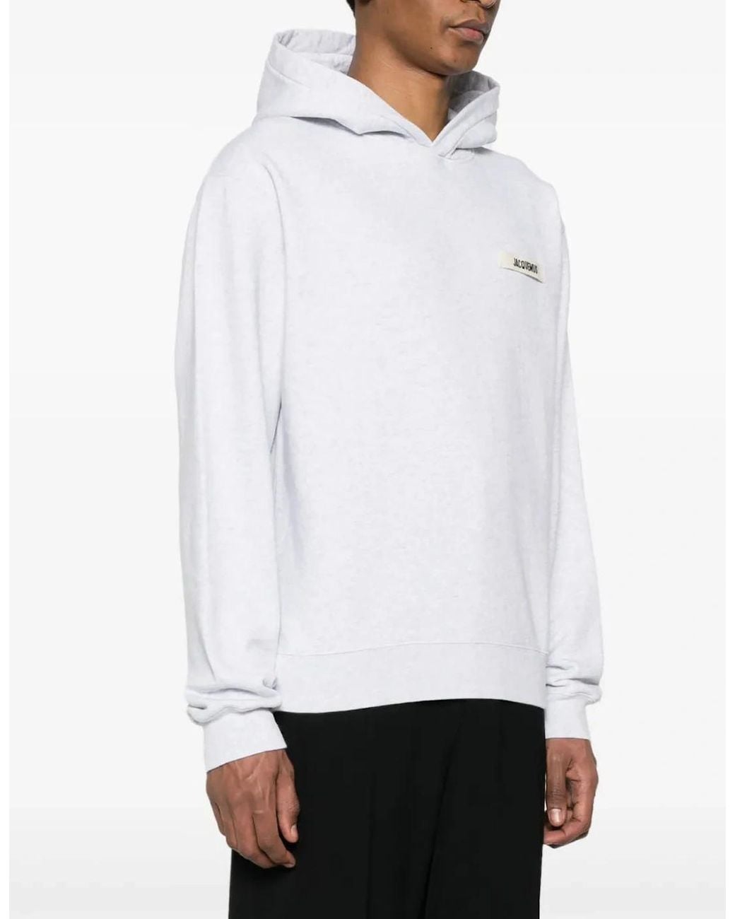 Jacquemus White Gros Grain Hooded Sweatshirt for men