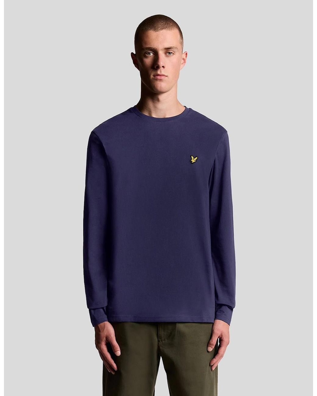 Lyle & Scott Blue Long Sleeve Cotton T-Shirt for men