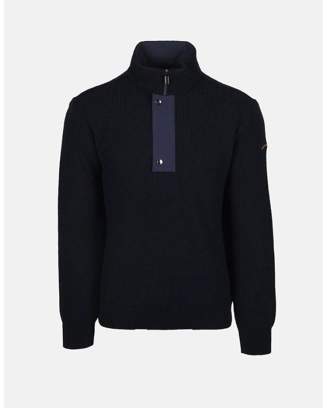 Paul & Shark Blue Wool Half-Zip Sweater With Typhoon Details for men