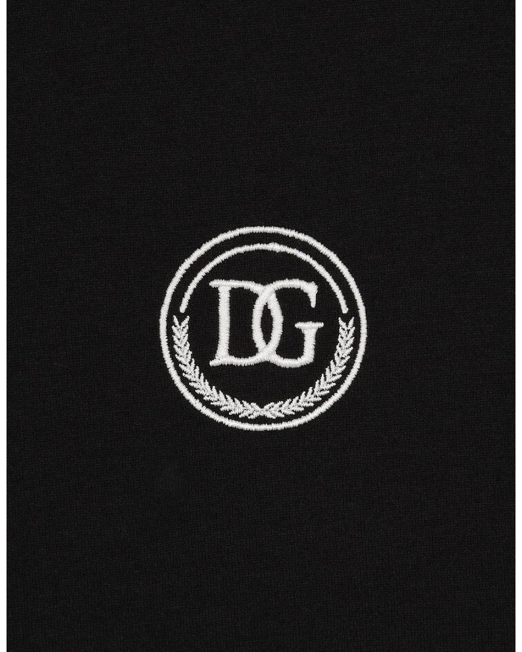 Dolce & Gabbana Black Embroidered Dg Logo T-Shirt for men