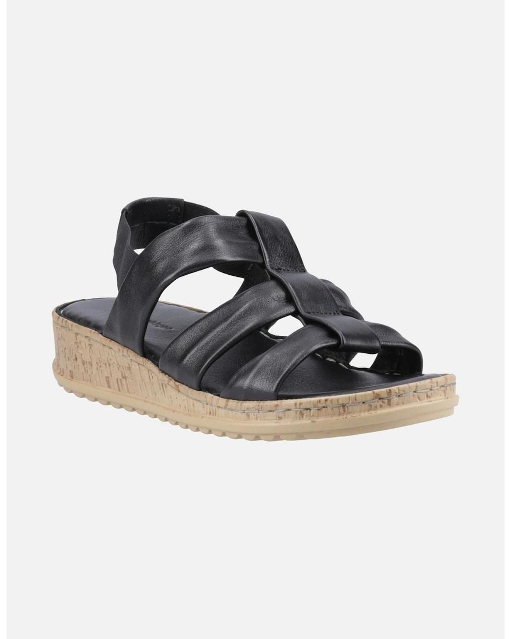 Hush Puppies Black Eden Wide Fit Leather Sandals