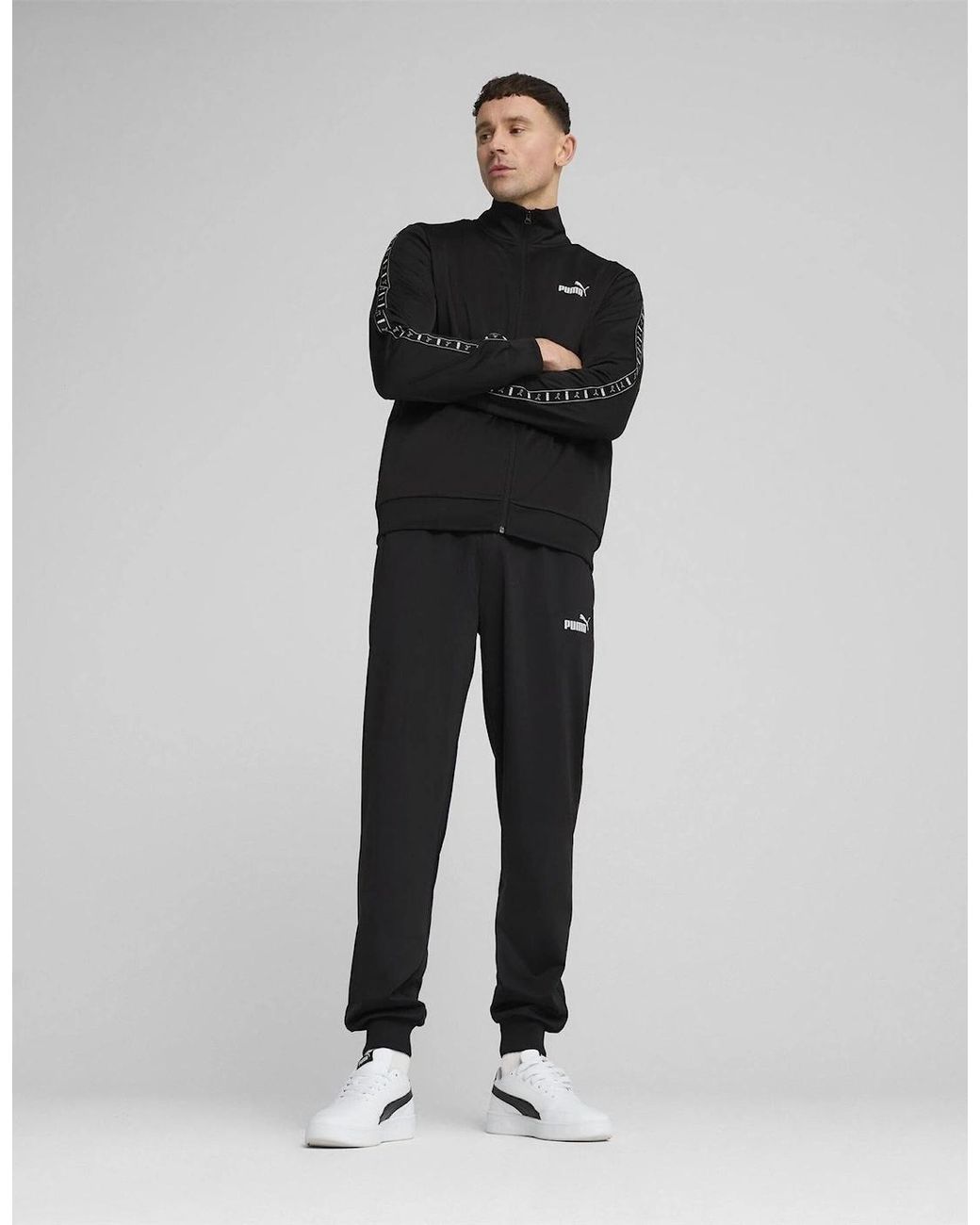 PUMA Black Poly Tape Suit Full Tracksuit for men