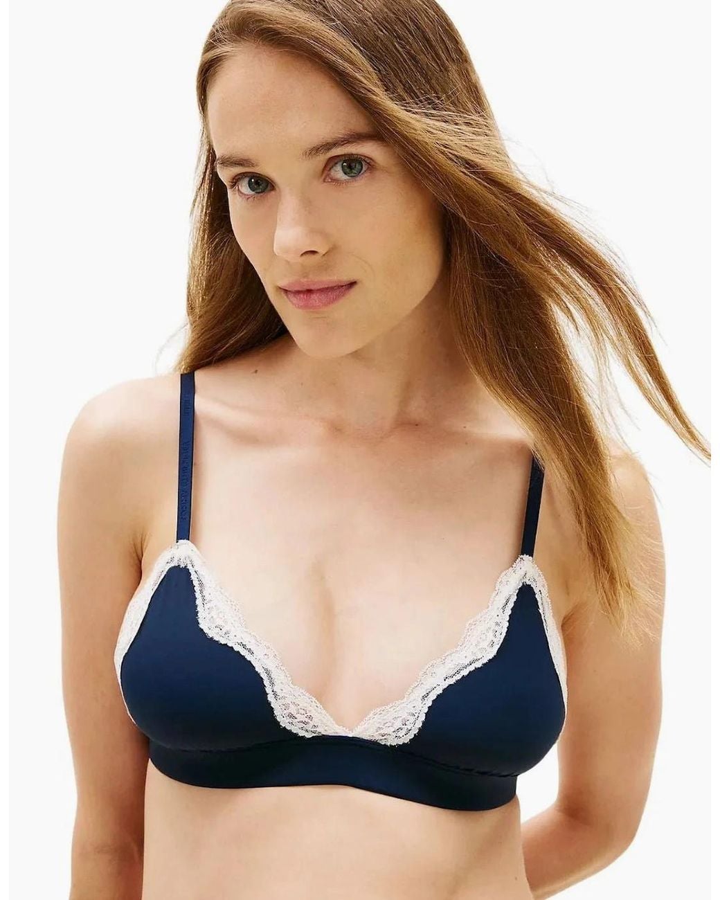 Tommy Hilfiger Blue Th Micro Lace Triangle Bra, Dark Night