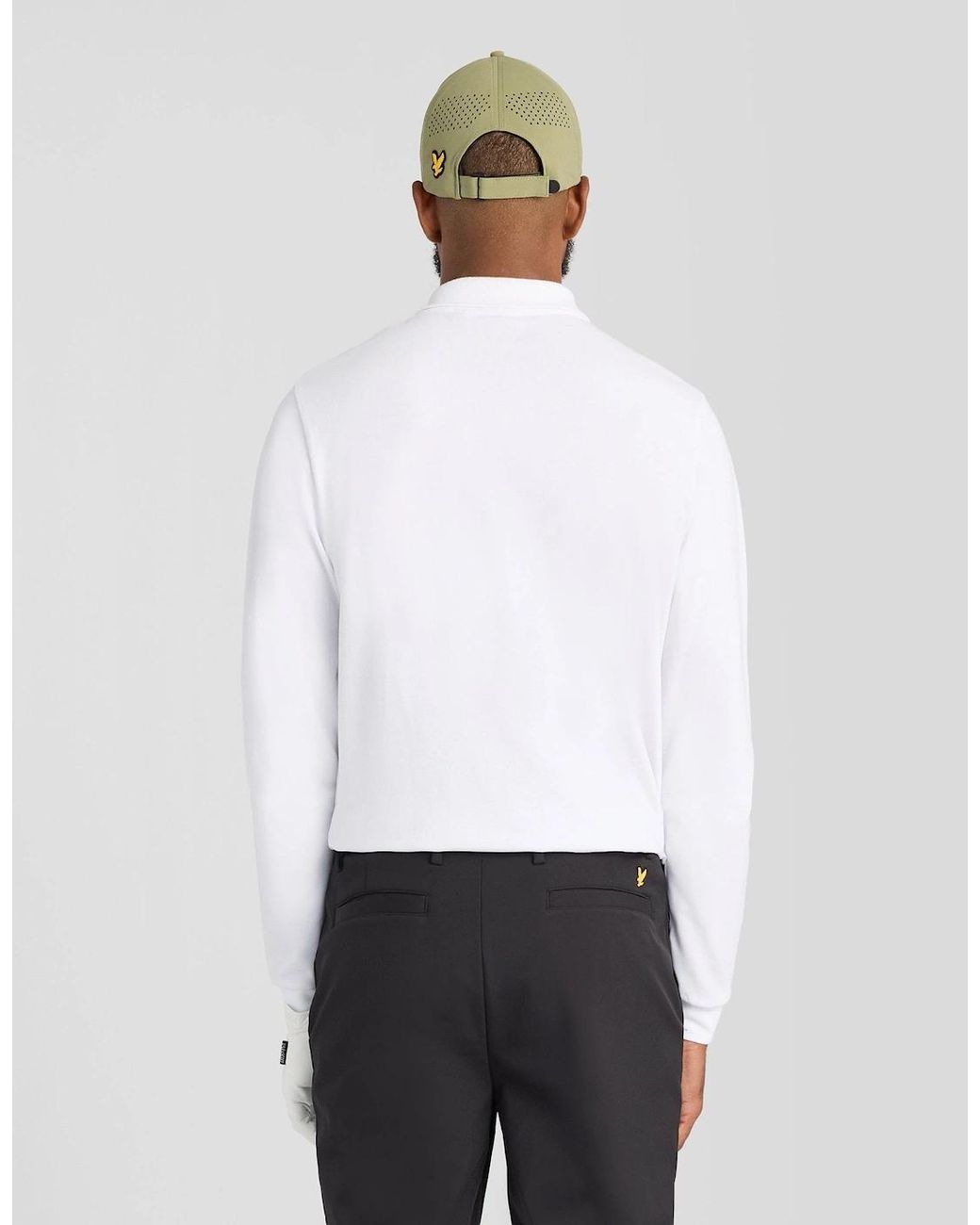 Lyle & Scott White Technical Long Sleeve Polo Shirt for men