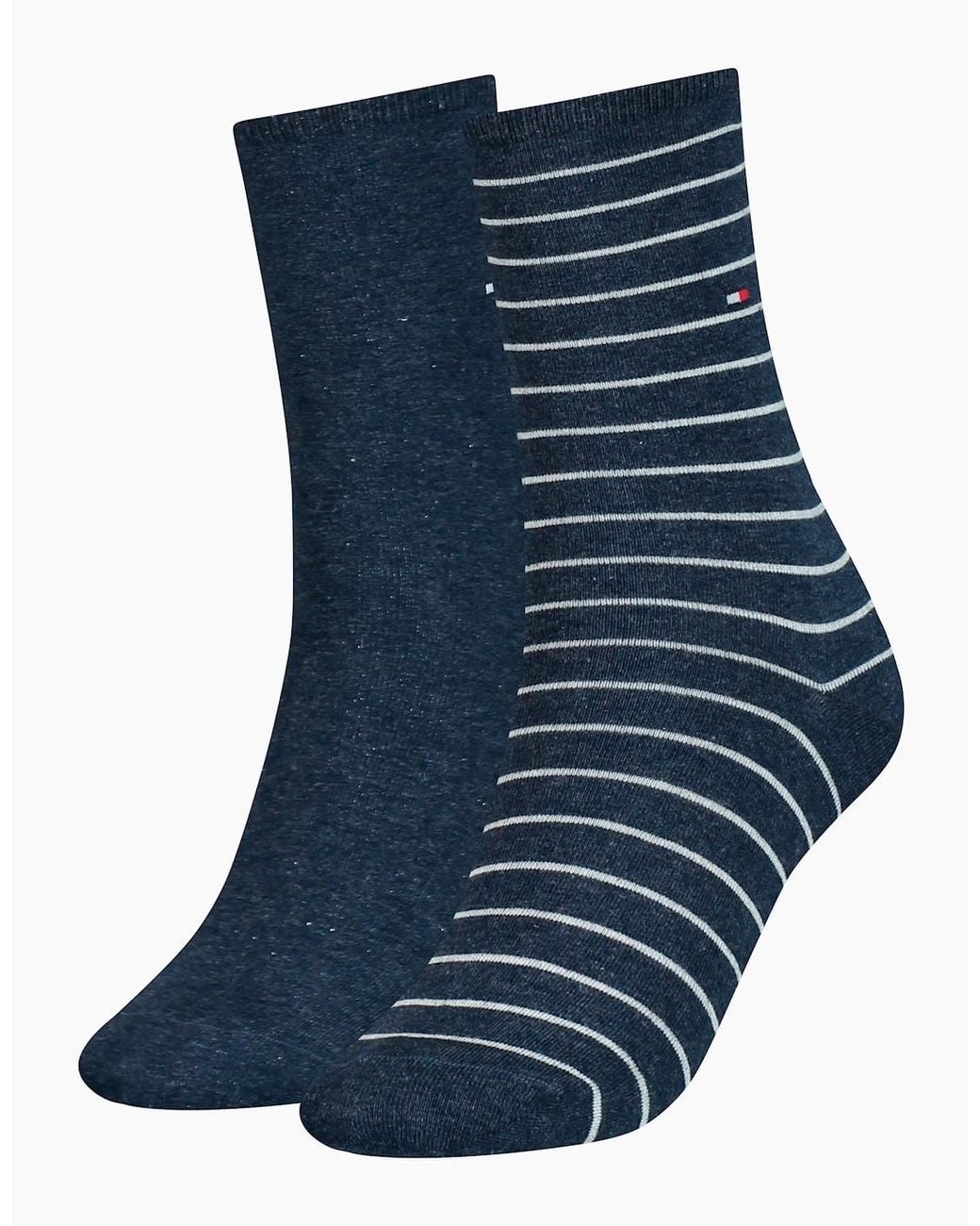Tommy Hilfiger Blue 2 Pack Crew Stripe Socks