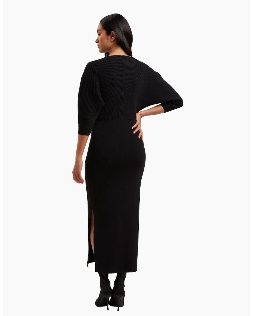 Ted Baker Black Vanitha Sculptured Rib Knitted Maxi Dress