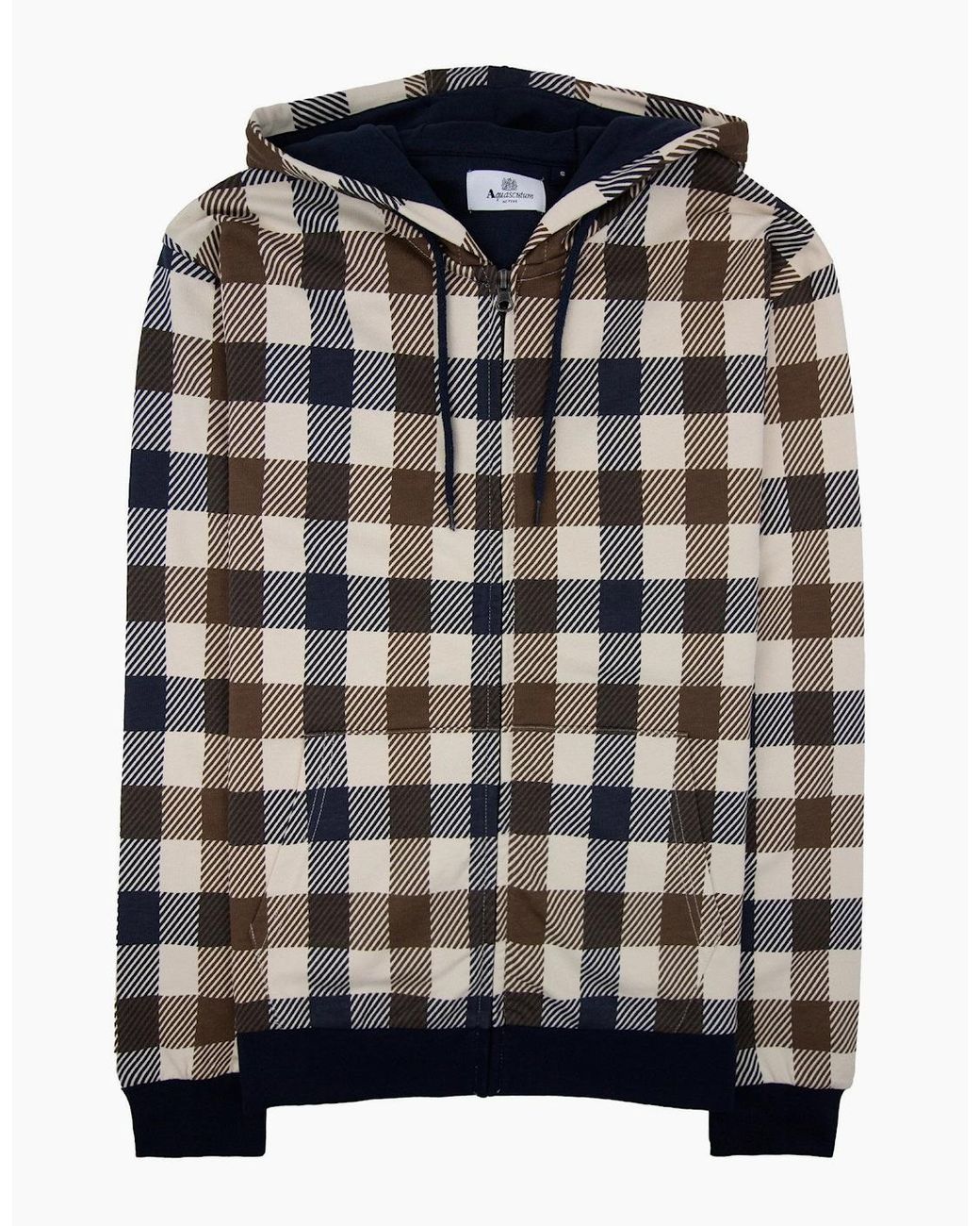 Aquascutum Blue Macro Iconic Hoodie 11 for men